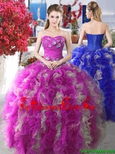 Perfect Applique and Ruffled Sweet 16 Gown with Puffy Skirt