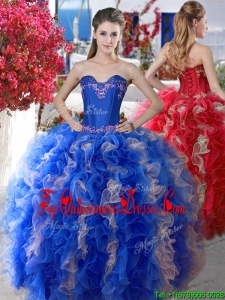 Elegant Applique and Ruffled Big Puffy Quinceanera Dress in Organza