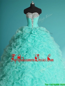 Exclusive Apple Green Big Puffy Quinceanera Dress with Beading and Ruffles