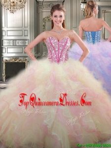 Lovely Big Puffy Tulle Quinceanera Dress with Beading and Ruffles