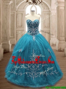 Custom Made New Arrivals Big Puffy Sweet 16 Dress in Teal