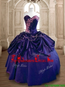 Custom Made Popular Beaded and Ruffled Taffeta Sweet 16 Dress in Purple