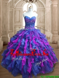 Custom Made Really Puffy Organza Quinceanera Dress with Appliques and Ruffles