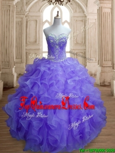 Romantic Organza Beading and Ruffles Quinceanera Dress in Lavender