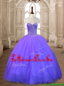 New Style Lavender Tulle Quinceanera Dress with Beading for Spring