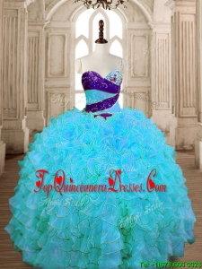 Unique Baby Blue Quinceanera Dress with Beading and Ruffles