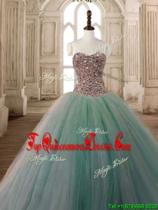 Discount Beaded Bodice A Line Quinceanera Dress in Apple Green