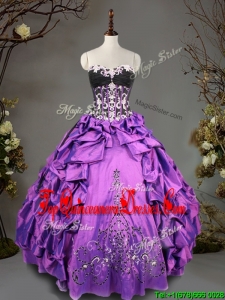 Exclusive Big Puffy Beading and Pick Ups Quinceanera Dress in Taffeta