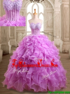 Lovely Applique and Beaded Organza Quinceanera Dress in Lilac