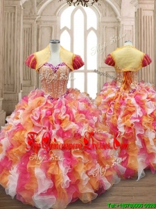 New Arrivals Multi Color Quinceanera Dress with Beading and Ruffles