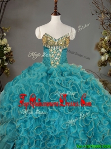 Romantic V Neck Quinceanera Dress with Beading and Ruffles for Winter