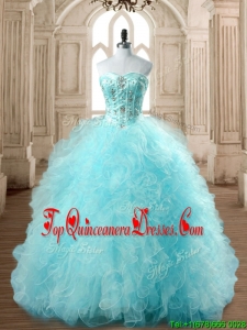 Best Selling Tulle Beading and Ruffles Quinceanera Dress in Baby Blue