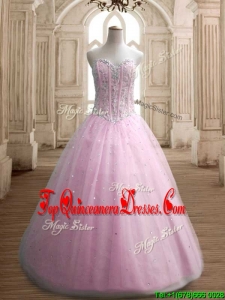 Most Popular A Line Baby Pink Sweet 16 Dress with Beading