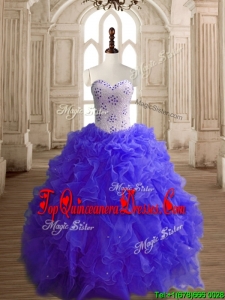 Most Popular Beaded Bodice and Ruffled Quinceanera Dress with Puffy Skirt