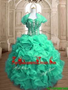 Perfect Beaded and Ruffled Sweet 16 Dress in Spring Green