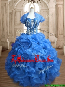 Discount Big Puffy Organza Quinceanera Dress with Beading and Ruffles