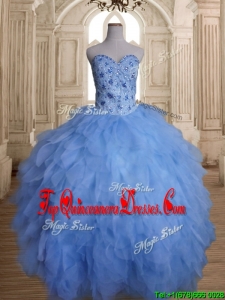 Gorgeous Tulle Beaded and Ruffled Sweet 16 Dress with Puffy Skirt