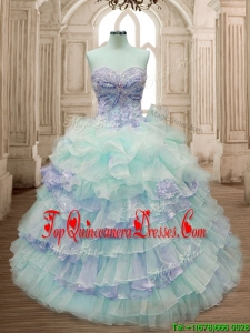 Hot Sale Ruffled Layers and Applique Quinceanera Dress with Big Puffy