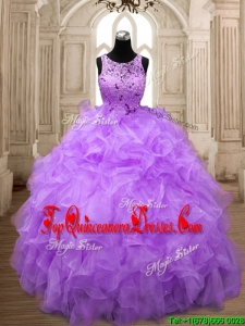 Popular Scoop Big Puffy Quinceanera Dress with Beading and Ruffles