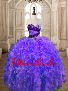 Romantic Organza Beading and Ruffles Sweet 16 Dress with Puffy Skirt