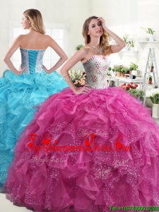 Beautiful Really Puffy Quinceanera Dress with Beading and Ruffles