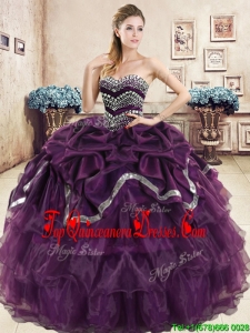 Exquisite Beaded and Pick Ups Purple Quinceanera Dress in Organza