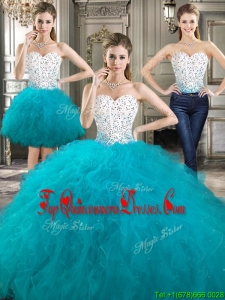 Beautiful Really Puffy Detachable Sweet 16 Dresses with Beading and Ruffles