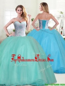 Perfect Big Puffy Apple Green Quinceanera Dress with Beading