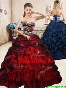 Latest Beaded and Pick Ups Quinceanera Dress with Brush Train