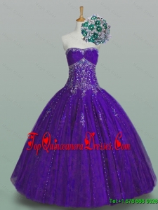 Real Sample 2015 Fall Strapless Quinceanera Dresses with Beading and Appliques