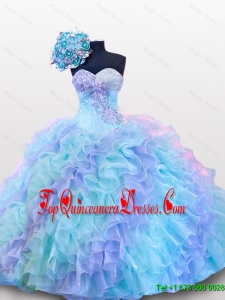 Real Sample Beading and Sequins Sweetheart Quinceanera Dresses for 2015
