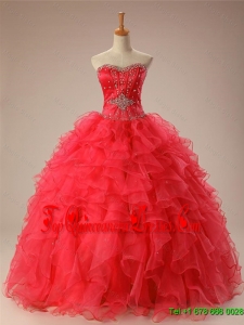 Pretty 2016 Summer Sweetheart Beaded Quinceanera Dresses with Ruffles