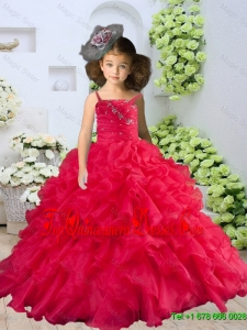 2016 Summer Cheap Straps Beading and Ruching Little Girl Pageant Dress in Coral Red