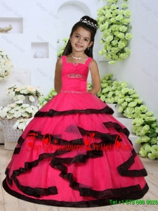 2016 Fall Luxurious Straps Beading Little Girl Pageant Dresses with Layers and Ruching