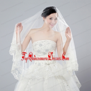 2014 One-Tier Tulle Wedding Veils with Scalloped Edge