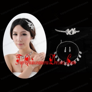 Beautiful Crown with Jewelry Set Including Necklace And Earrings