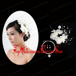 Charming Jewelry Set with Headpiece Immitation Pearl Necklace And Earrings