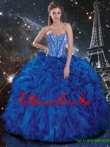 Popular 2016 Fall Royal Blue Quinceanera Dresses with Beading and Ruffles