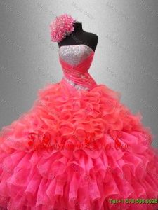 2016 Perfect Strapless Quinceanera Dresses with Sequins and Ruffles