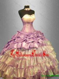 2016 Spring Sweetheart Quinceanera Dresses with Beading and Ruffled Layers