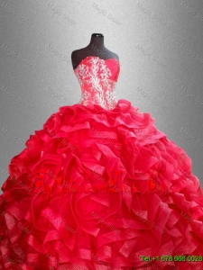 Fashionable Red Quinceanera Dresses with Beading and Ruffles