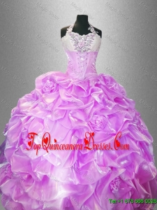 Latest Hand Made Flowers Quinceanera Dresses with Halter Top for Fall