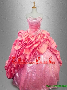 Latest Strapless Beaded Quinceanera Dresses in Coral Red