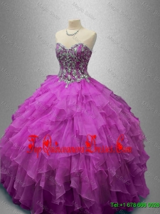 Elegant Ball Gown Sweet 16 Dresses with Beading and Ruffles