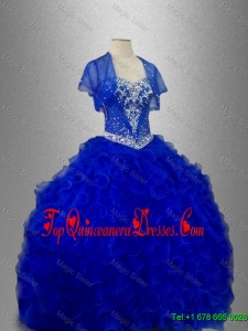 Romantic Sweetheart Quinceanera Dresses with Beading and Ruffles in Blue for Winter
