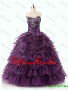 Beautiful Dark Purple Quinceanera Dresses with Ruffled Layers for 2016 Spring