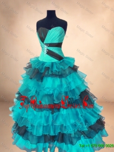 Fashionable 2016 Organza Sweet 16 Gowns with Ruffled Layers