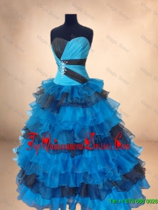 New Arrivals Beaded Multi Color Quinceanera Gowns with Ruffled Layers for 2016 Spring