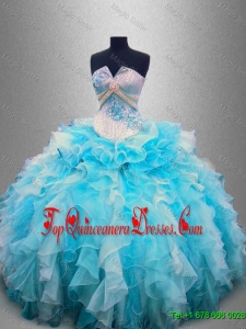 2016 Beautiful Strapless Beading and Ruffles Quinceanera Gowns in Organza