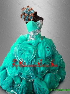 Discount Ball Gown Sweet 16 Dresses with Beading and Rolling Flowers